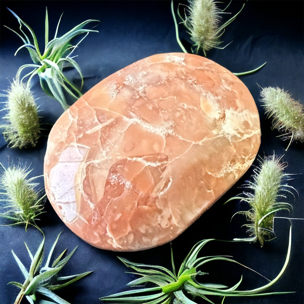 Pink agate crystal palm stone