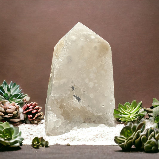 Sugar quartz geode crystal tower