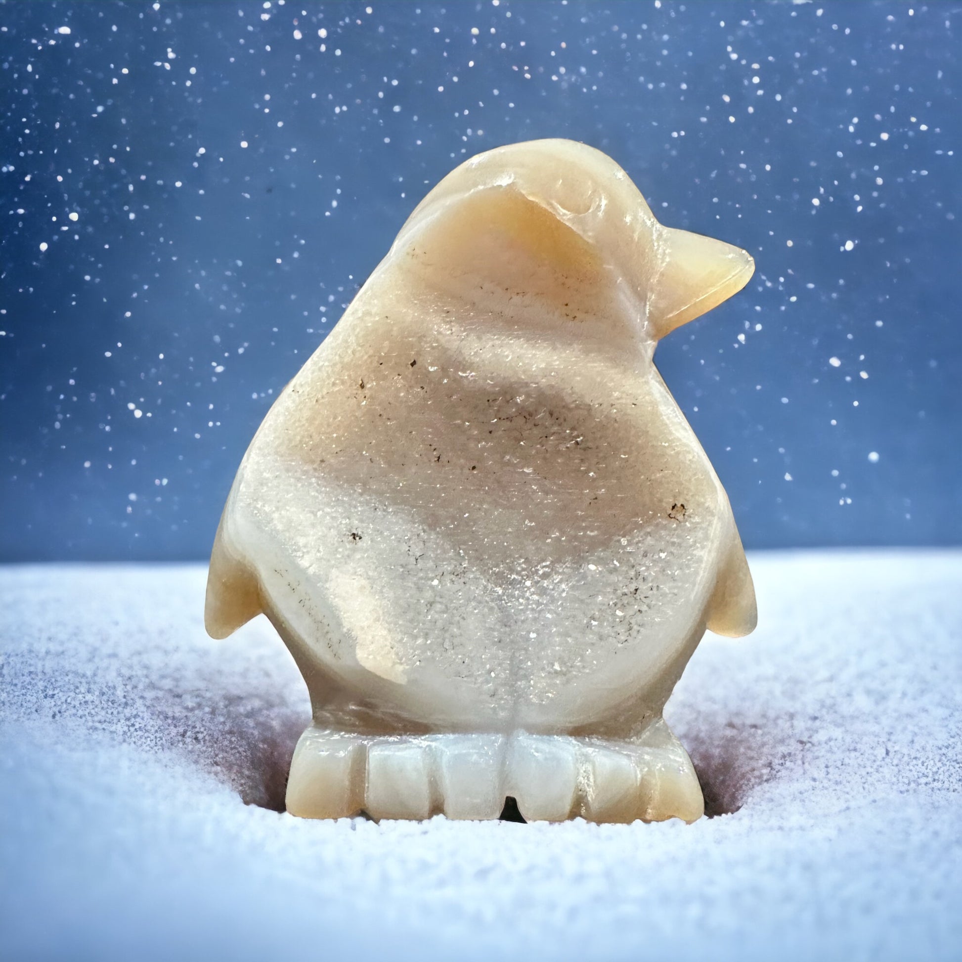 Crystal penguin carving