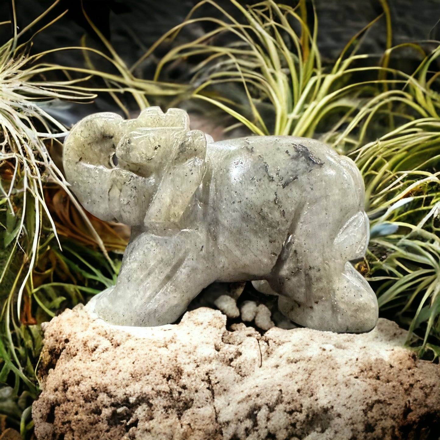 Crystal elephant carving