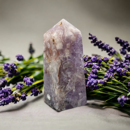 Amethyst flower agate crystal tower