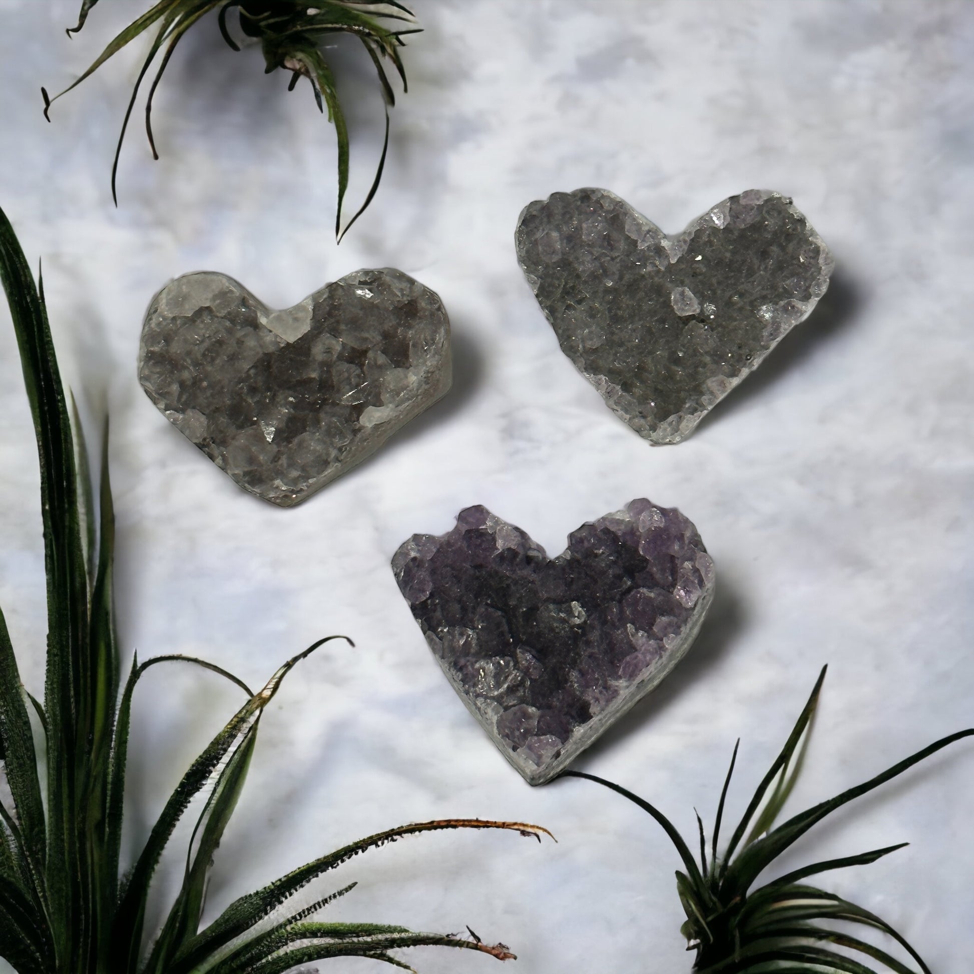 Amethyst crystal cluster heart