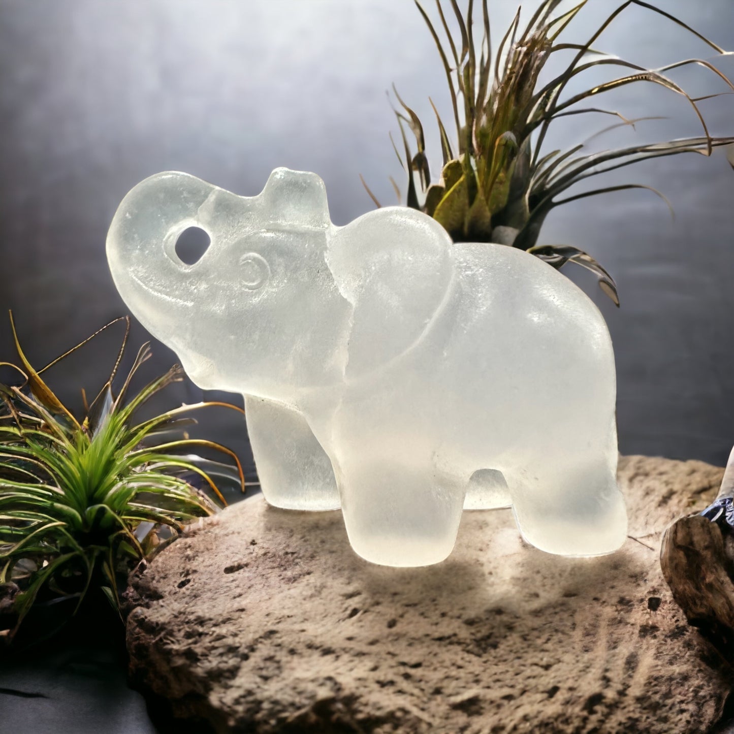 Crystal elephant carving