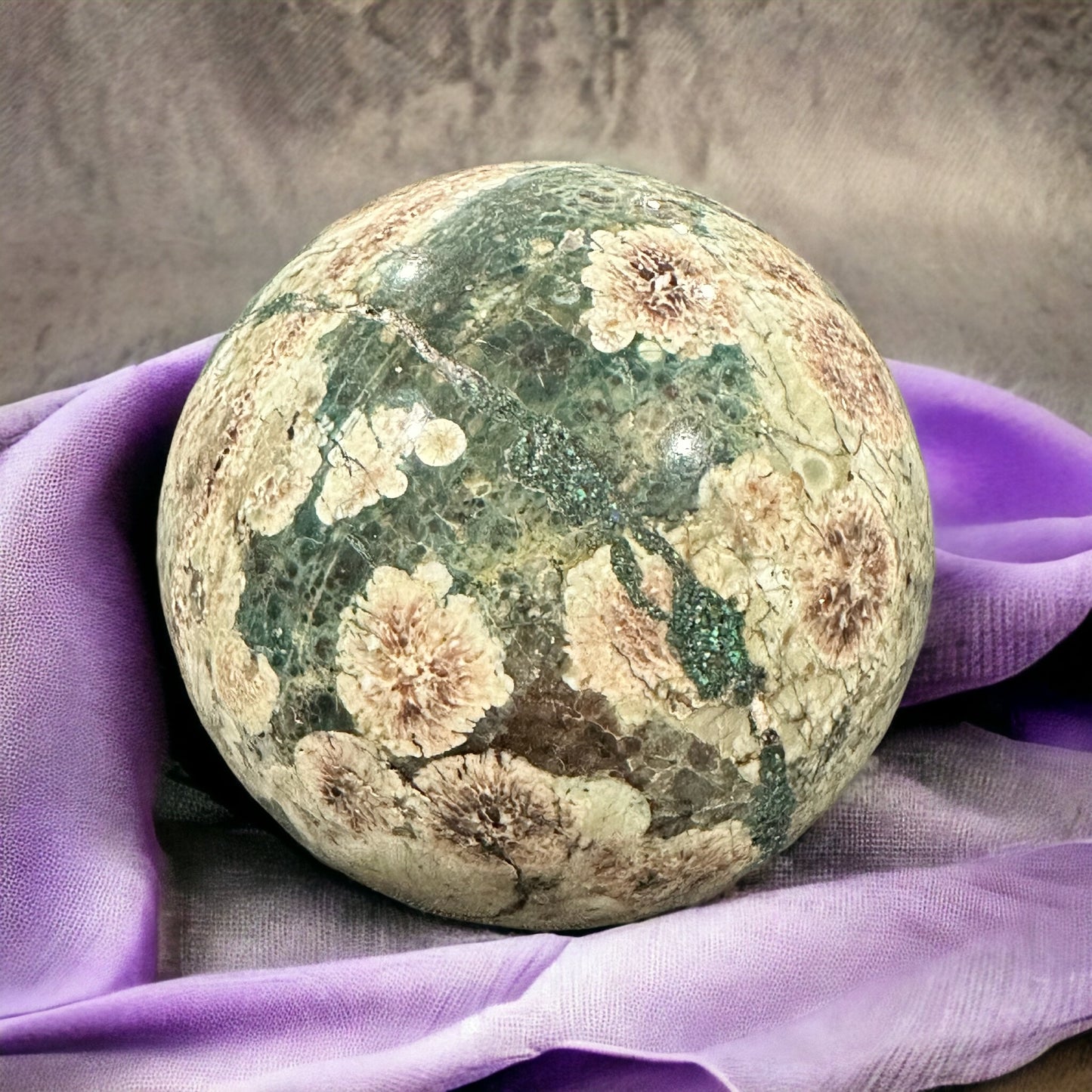 Russian flower jasper sphere crystal