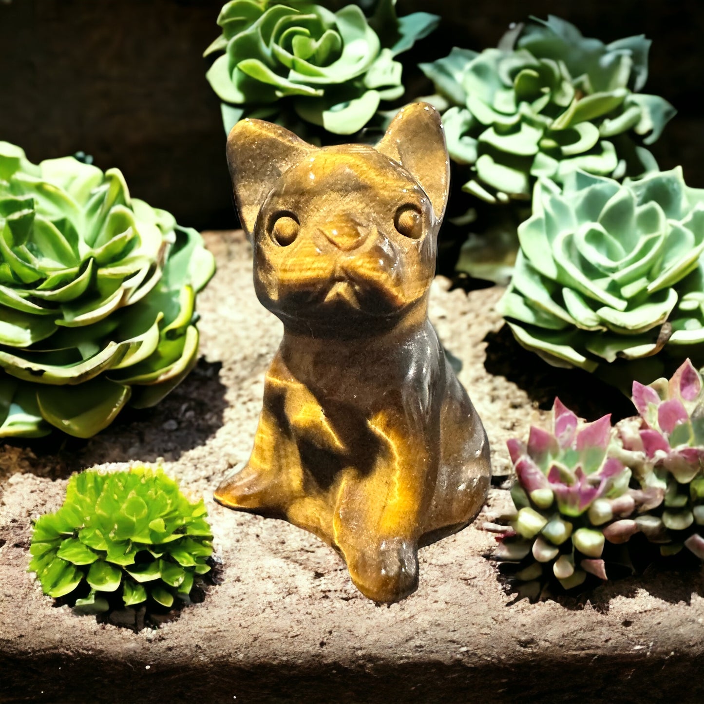 Crystal French bulldog carving