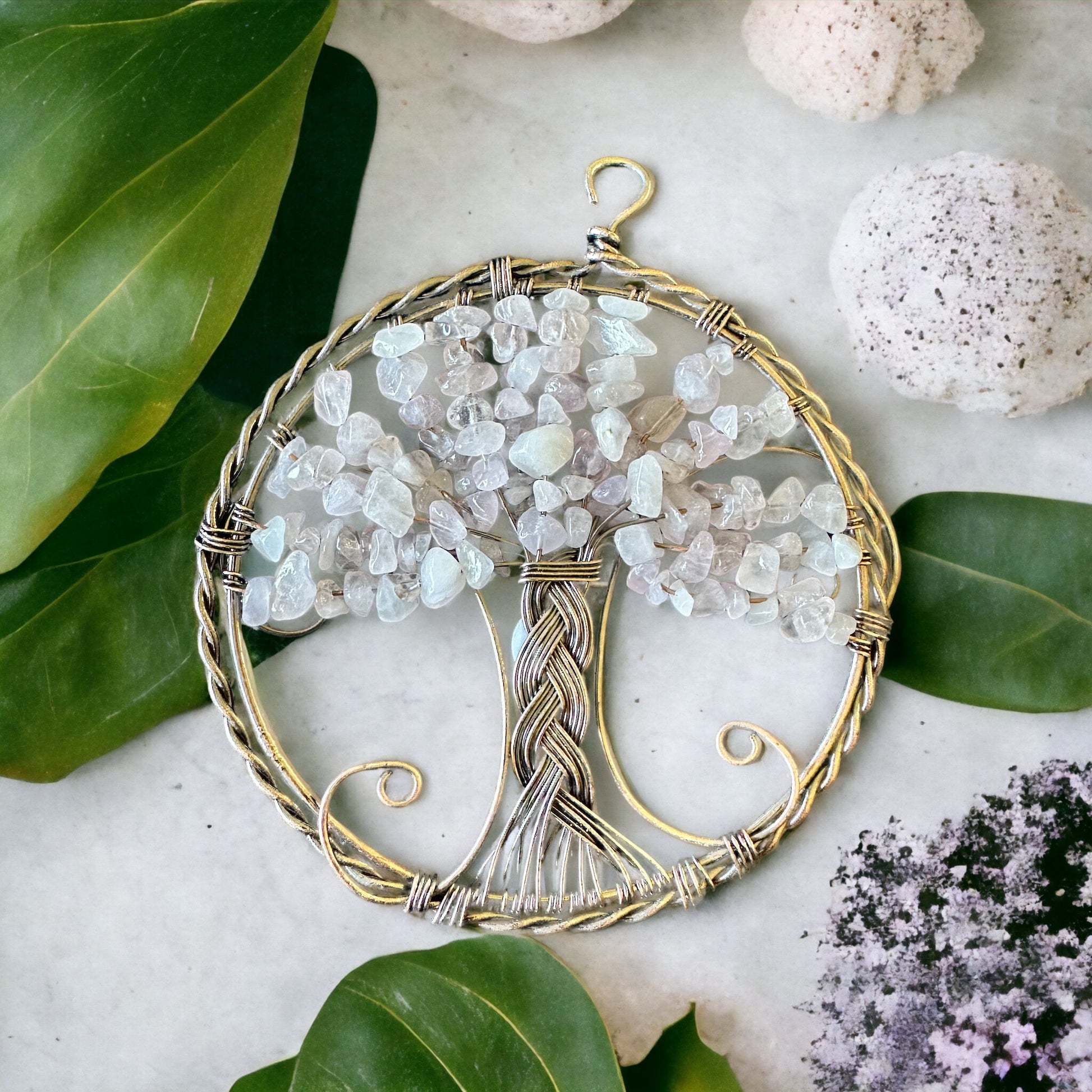 Crystal chip tree of life hanger