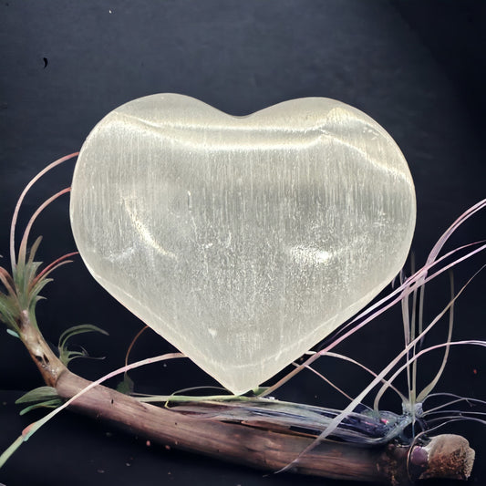 Selenite crystal heart