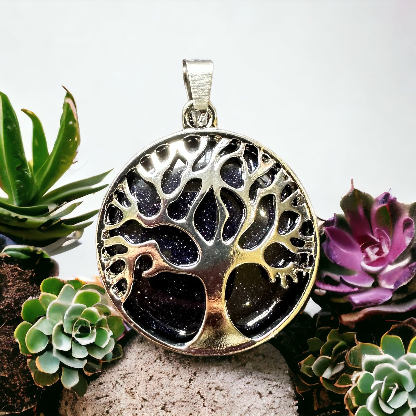 Tree of life crystal pendant