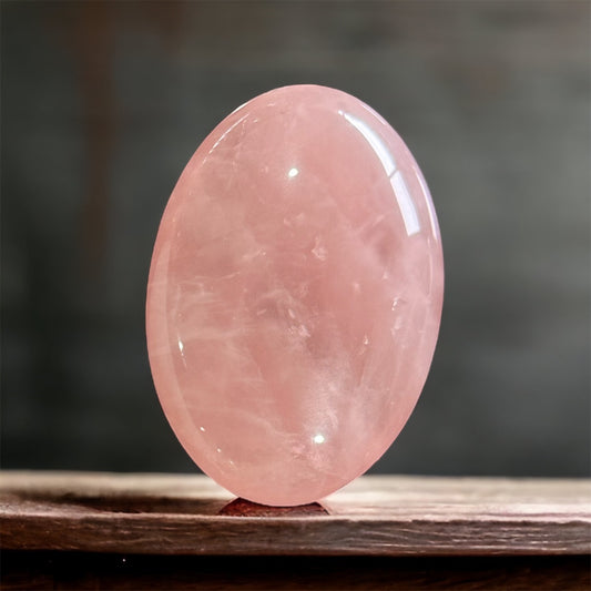 Rose quartz crystal palm stone