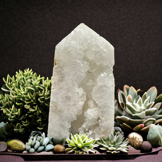 Sugar quartz crystal tower