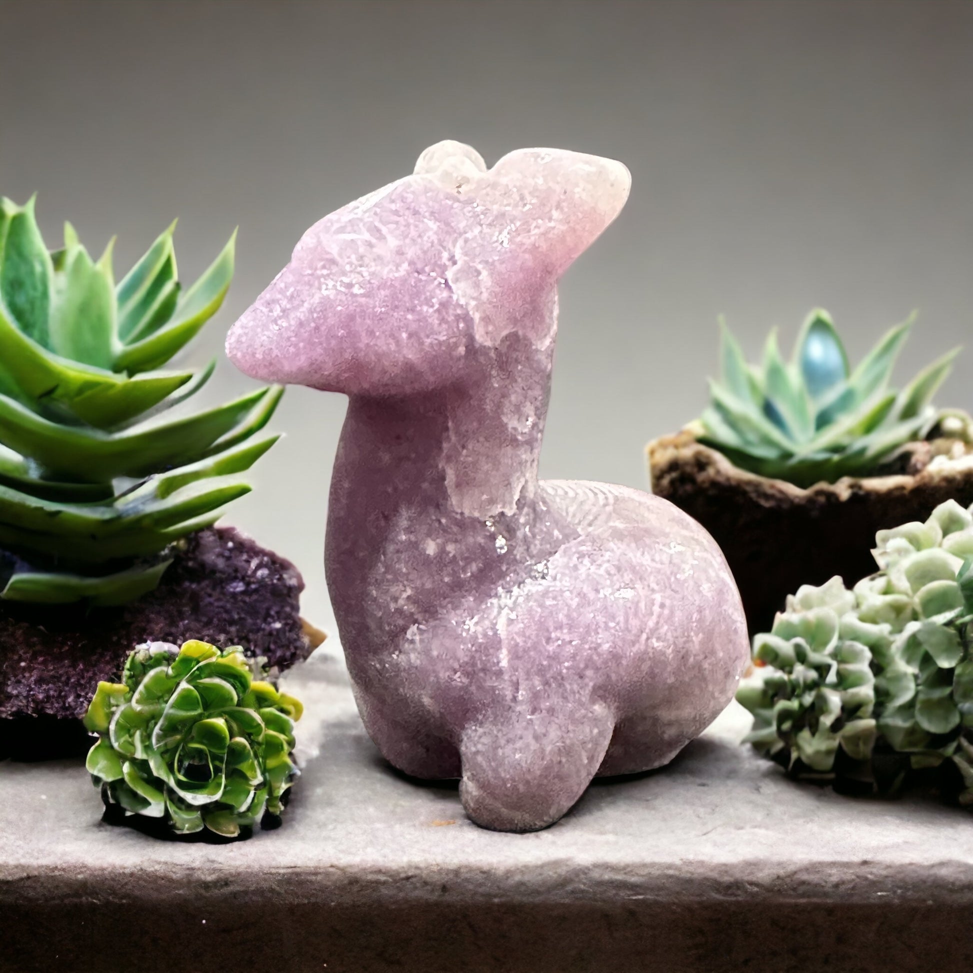 Mini alpaca crystal carving