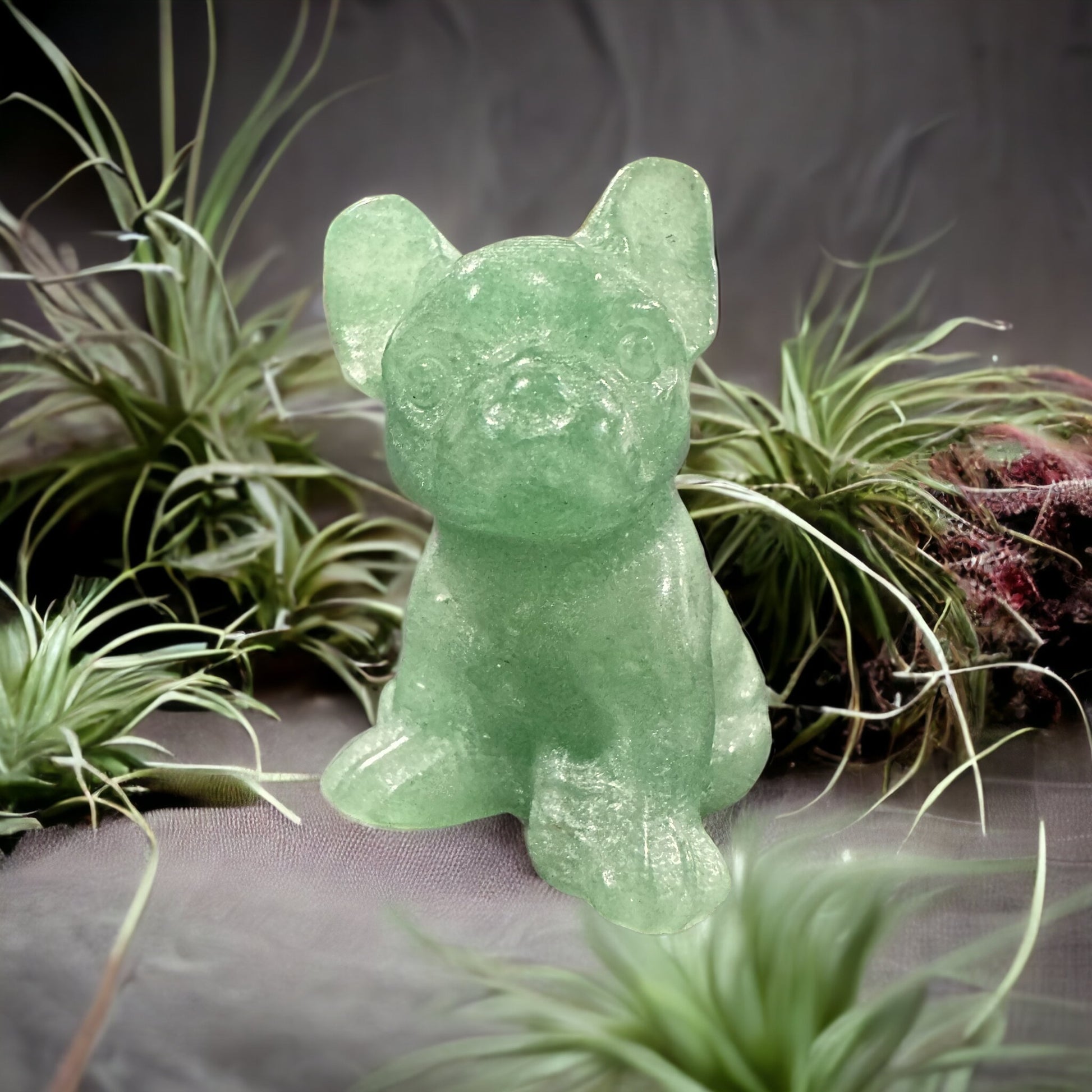 Crystal French bulldog carving