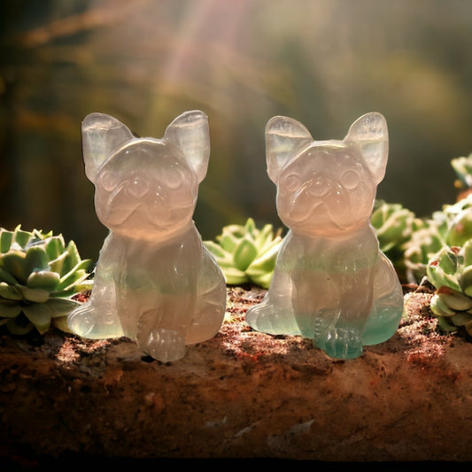 Crystal French bulldog carving