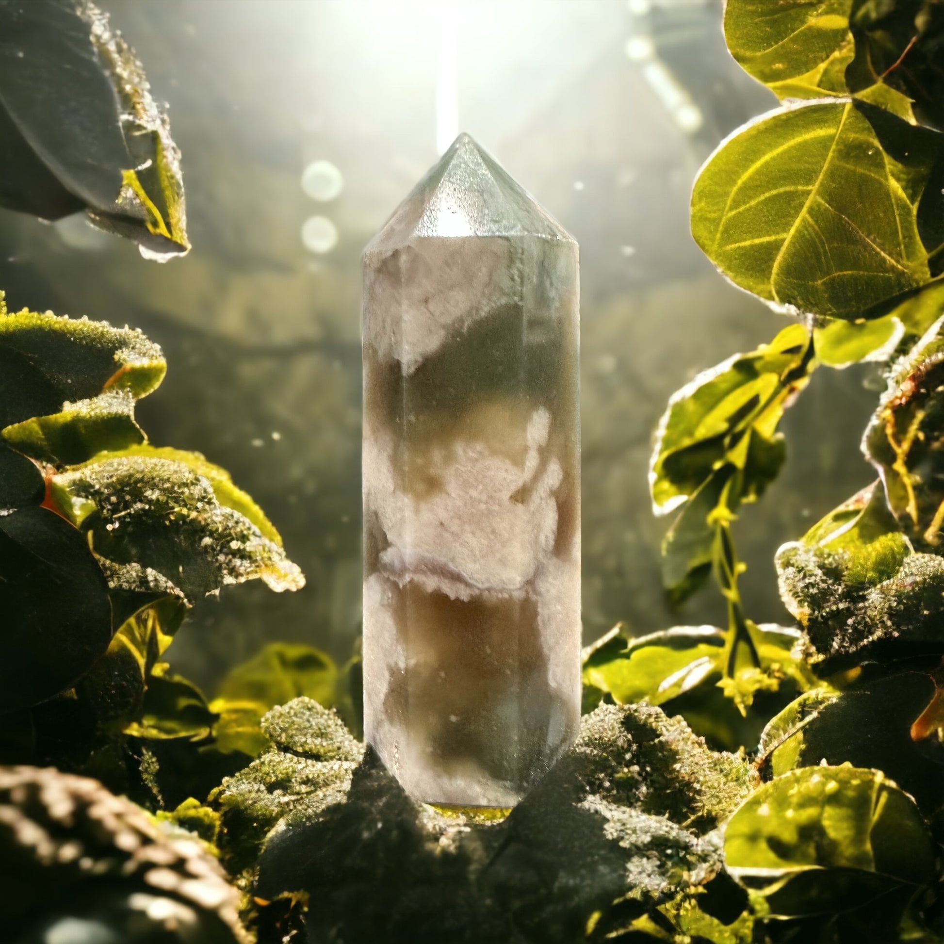 Flower agate crystal tower