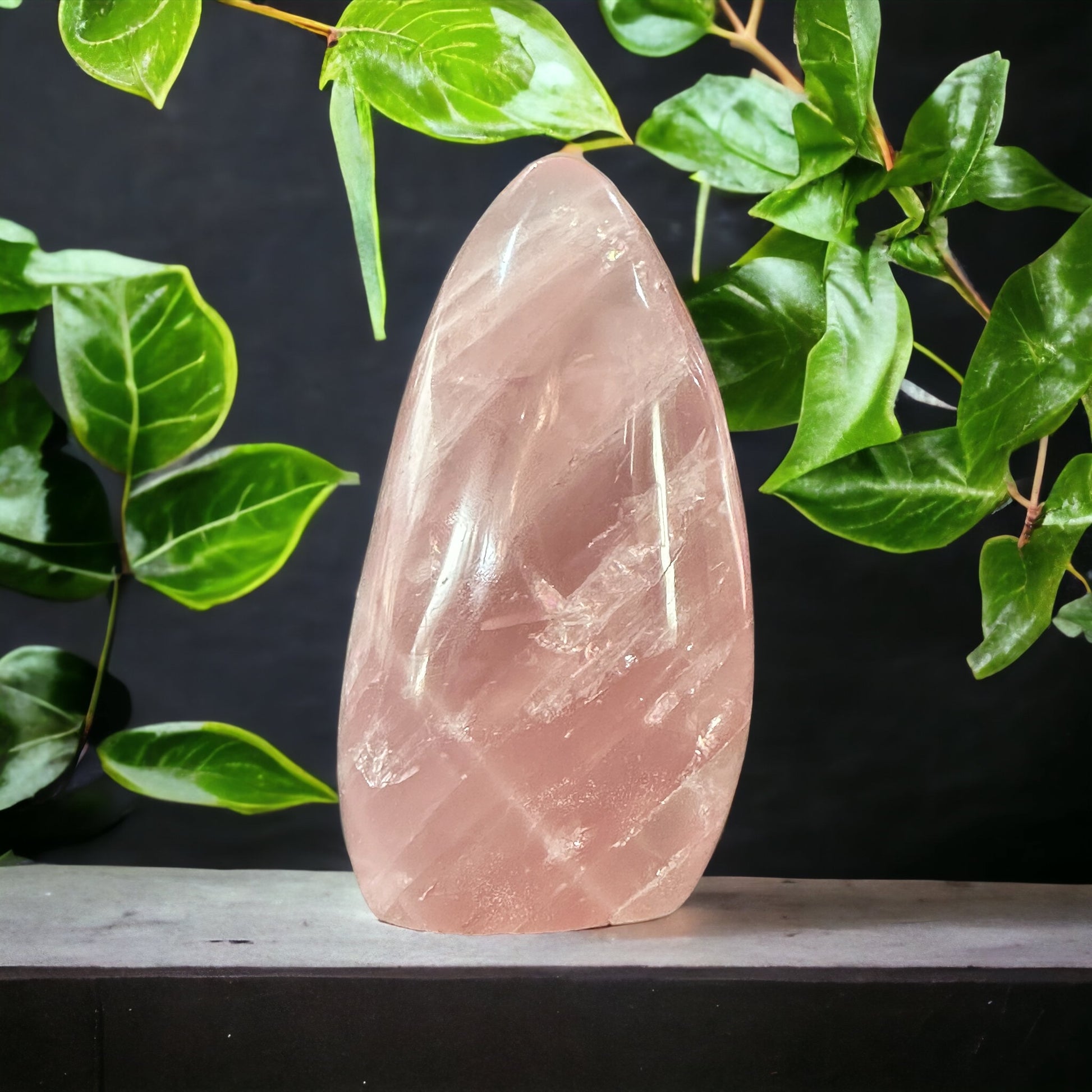 Rose quartz crystal freeform