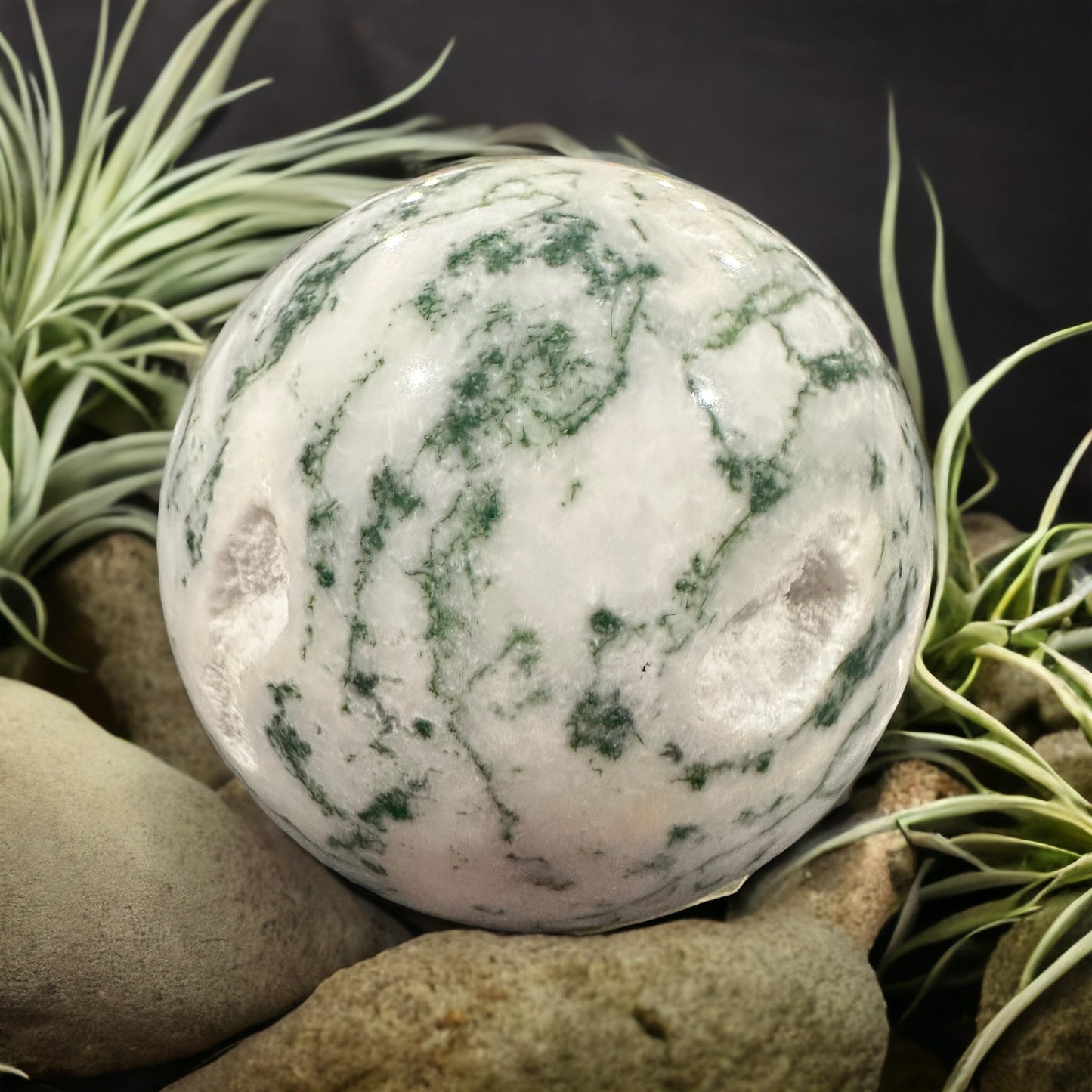 Moss agate sphere crystal