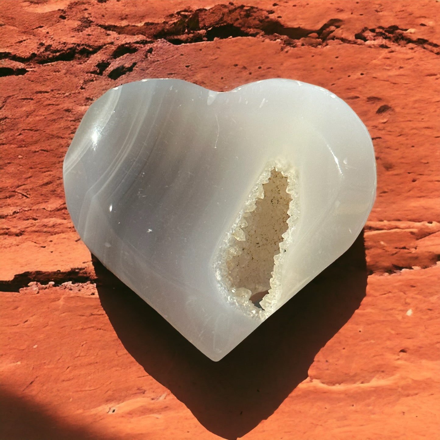 Druzy agate crystal heart