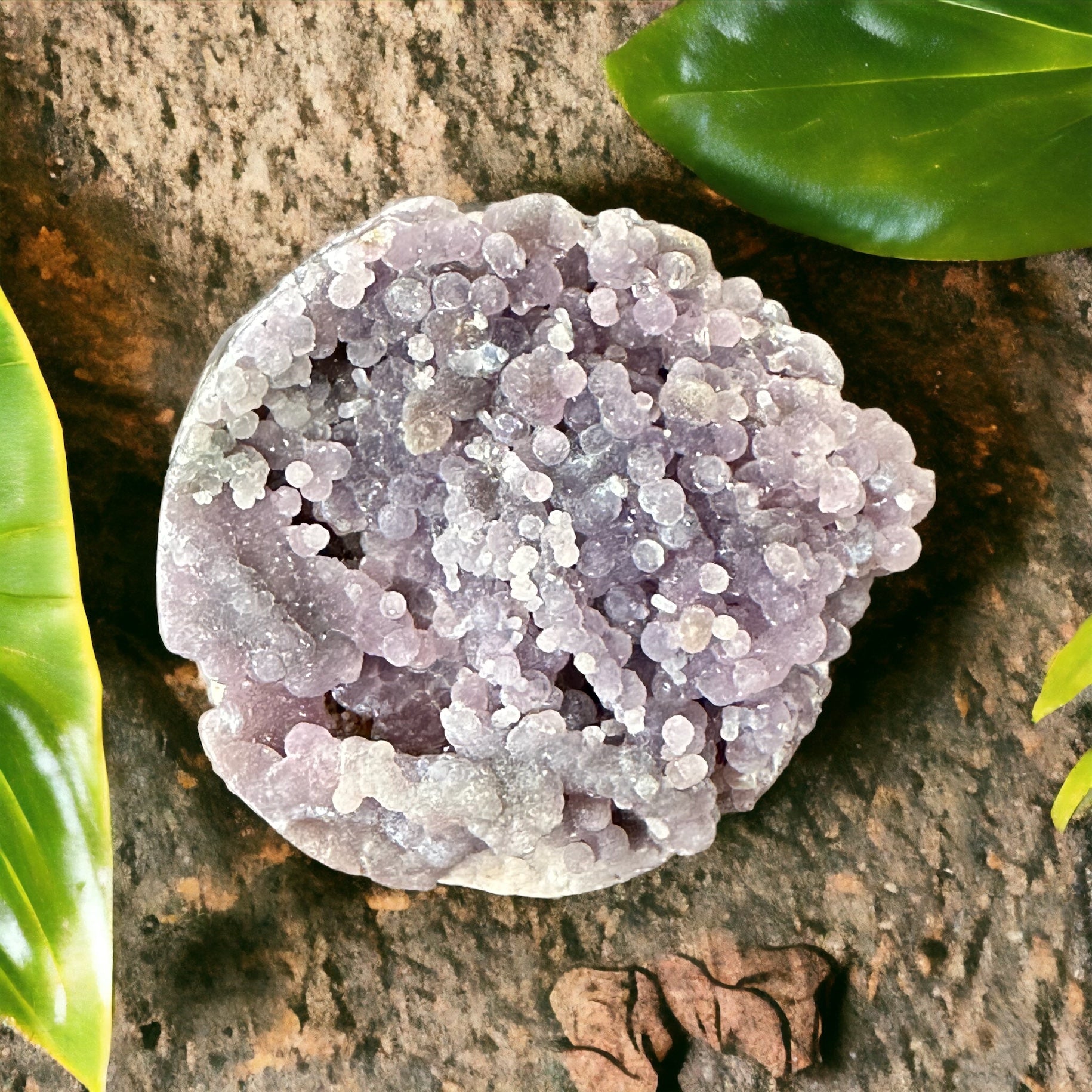 Grape agate half sphere crystal