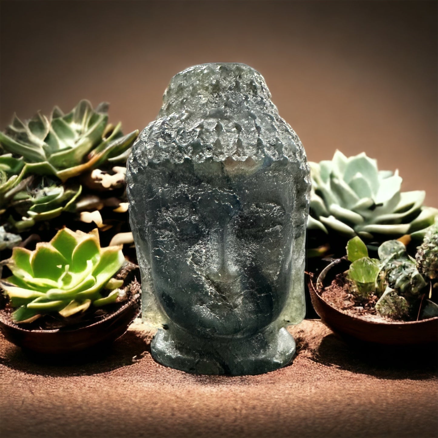 Crystal Buddha head carving