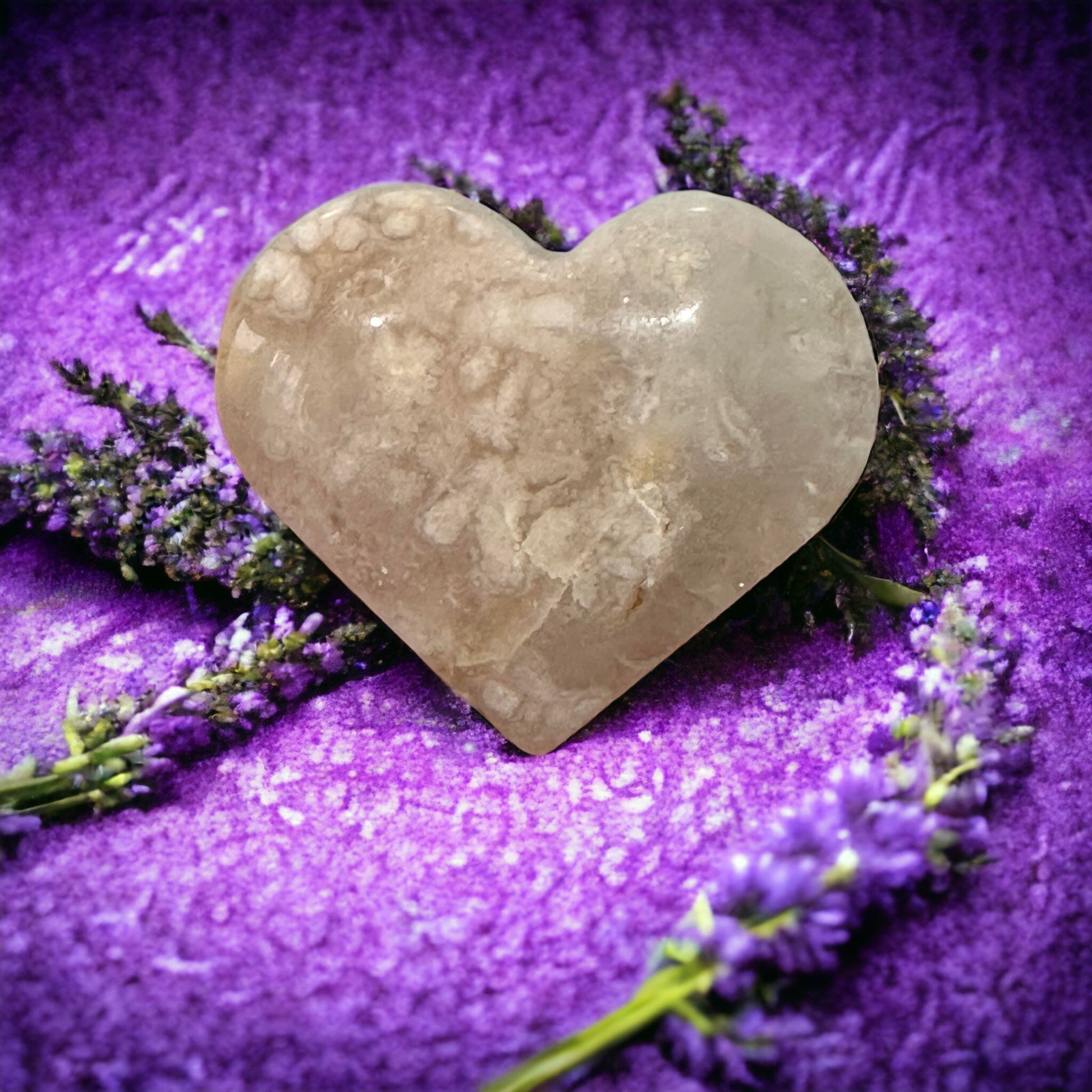 Flower agate crystal heart