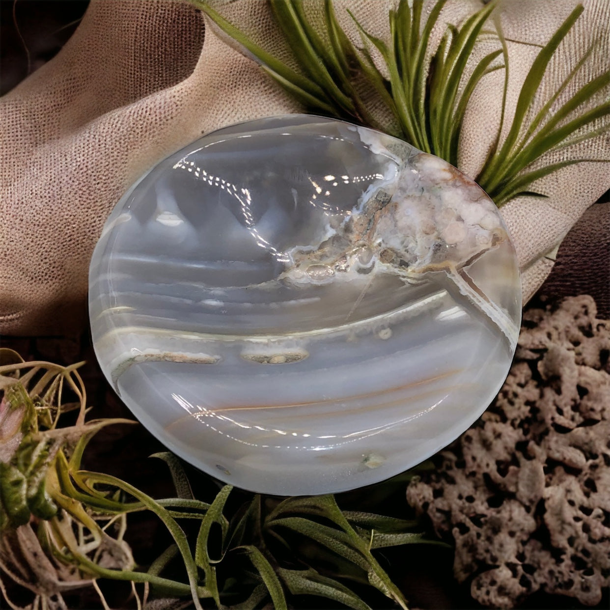 Flower agate crystal bowl/trinket dish