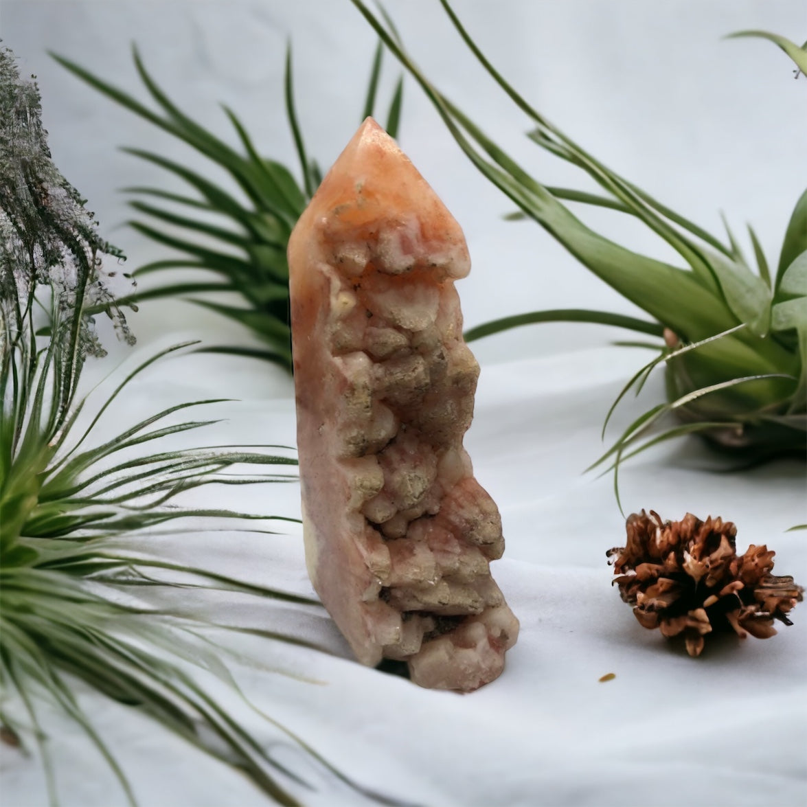 Wolf teeth calcite crystal tower