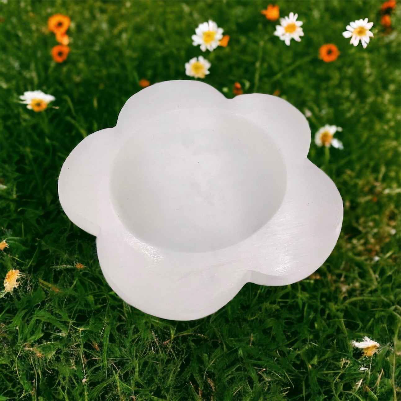 Selenite crystal flower bowl