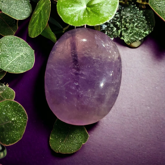 Amethyst crystal palm stone